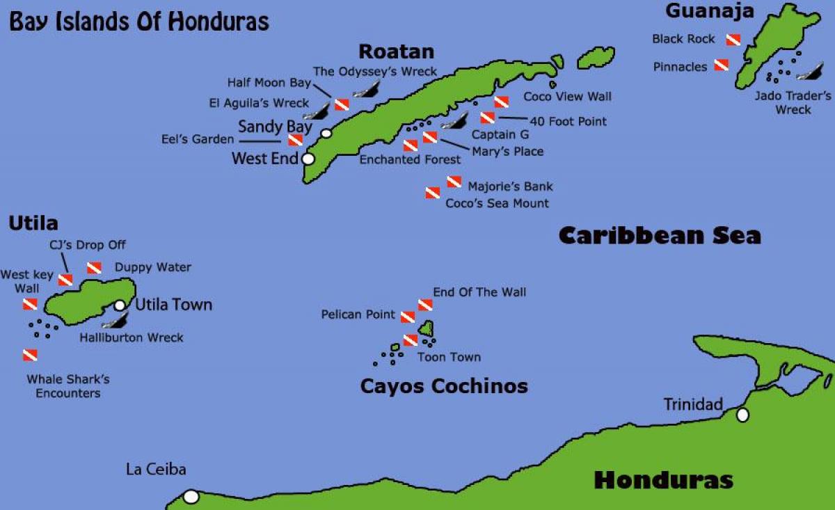öarna i Honduras karta