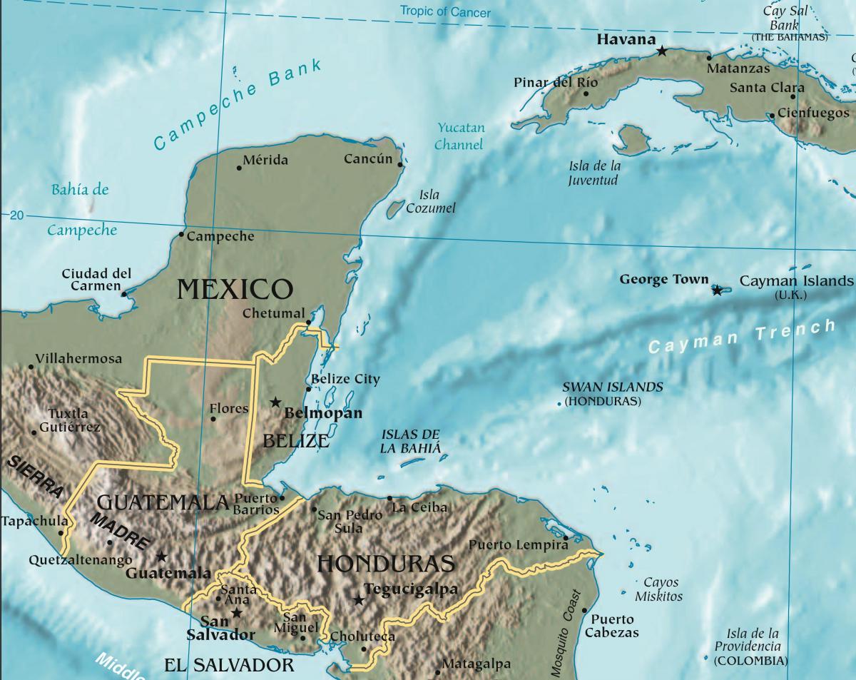 karta över bukten i Honduras
