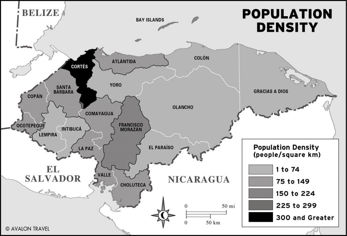 karta av Honduras befolkning