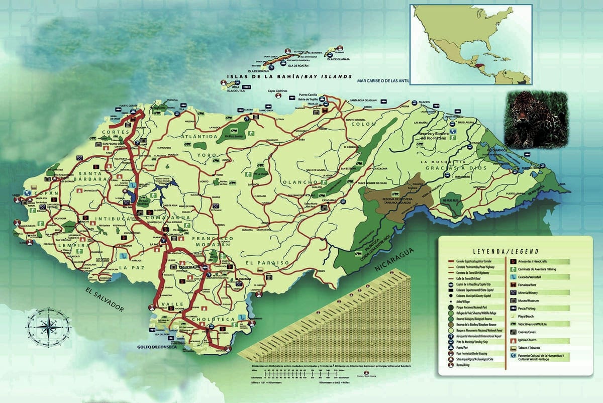 karta över Honduras geografi
