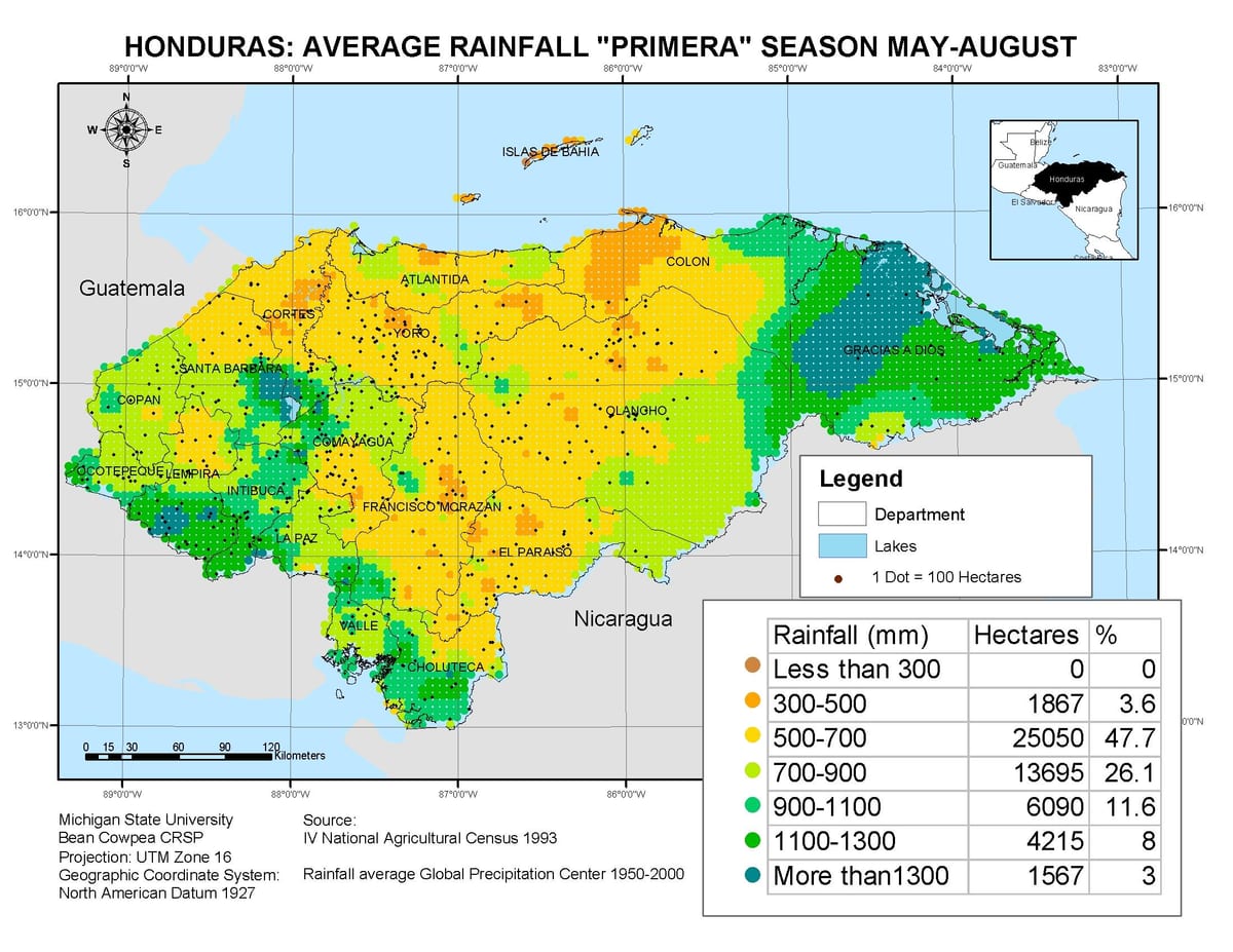 karta över Honduras klimat