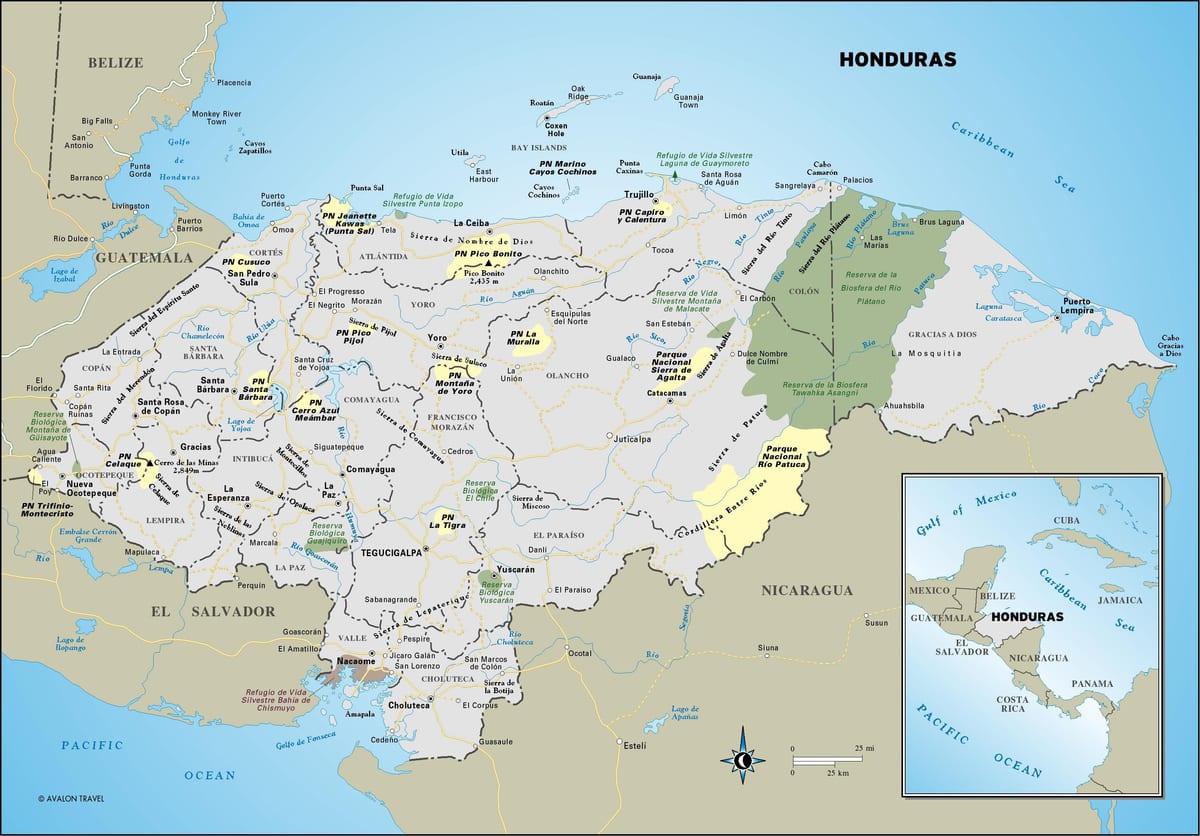 karta över Honduras turist