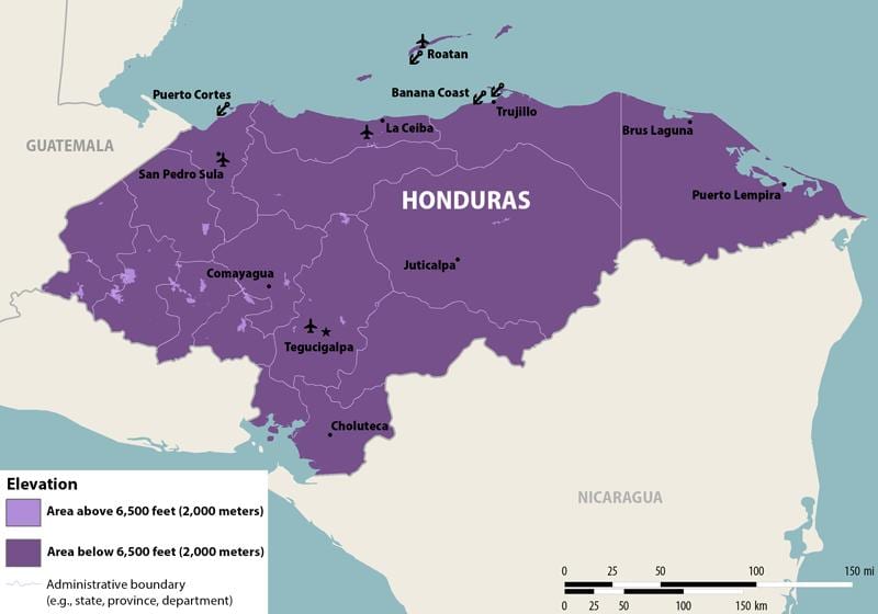 karta över Honduras zika