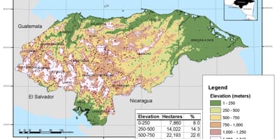 Karta över Honduras höjd