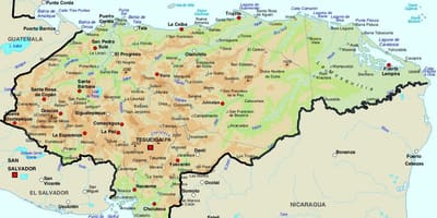 Karta över Honduras och omgivande länder