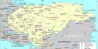 Karta över politisk karta i Honduras
